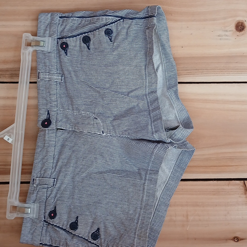 American Eagle Outfitters Navy & White Pinstripe High Waist Shorts